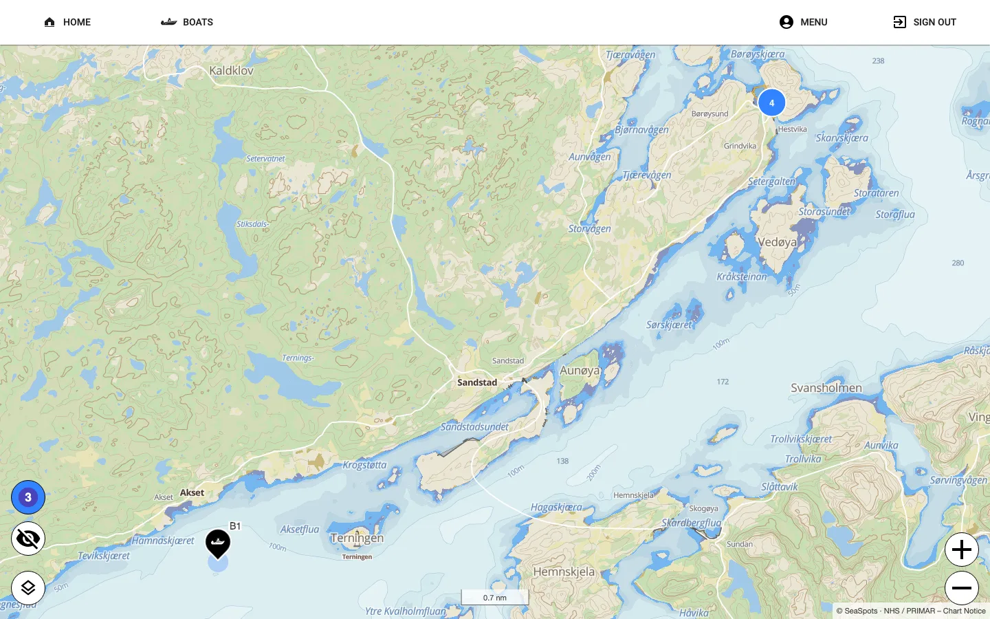 OlsiTrack — flåteoversikt på nautisk kart